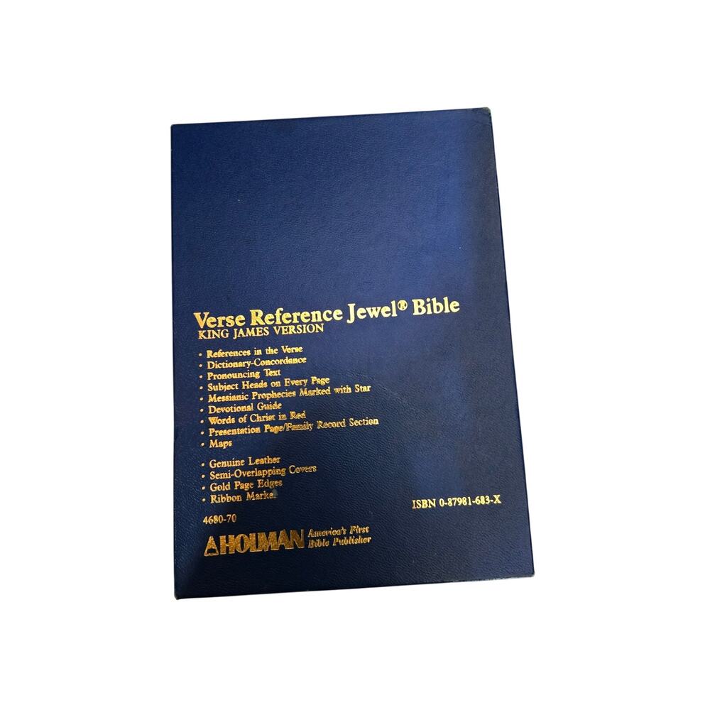 Vintage Holman KJV Verse Reference Jewel Bible Genuine Leather Boxed 4680-70